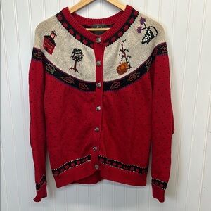 Vintage‎ 90s Woolrich Womens School Teacher Nature Knit Cardigan Sweater Sz L